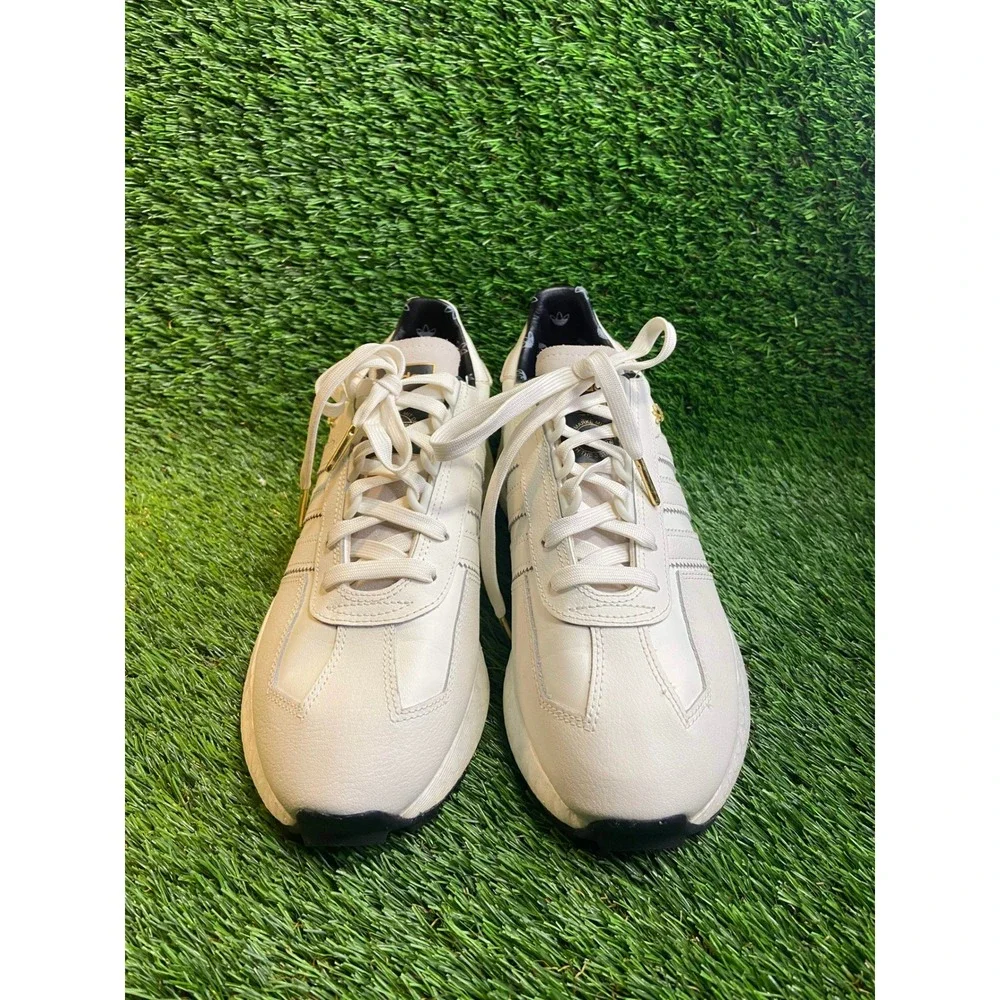 Adidas Retropy E5 Mens 9.5 White Leather Gold Boost Sneakers HQ4390 Low Top